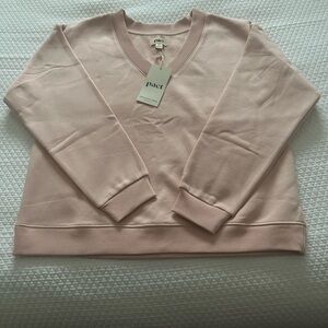 NWT Pact V Neck Sweatshirt Medium Pink